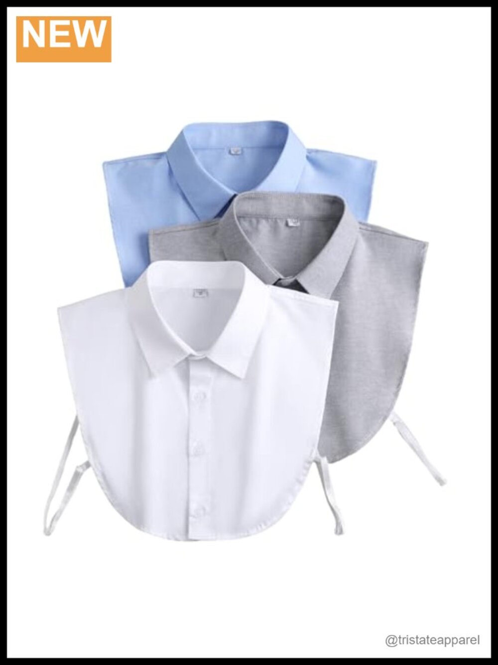 Detachable Collar Cotton Half Shirt Dickey Adjustable Button Down